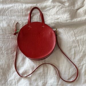 Clare V Red Leather Circle Bag